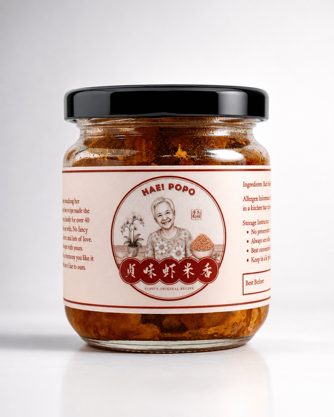 Hae! Popo hae bee hiam jar — order handmade spicy dried shrimp floss in Singapore